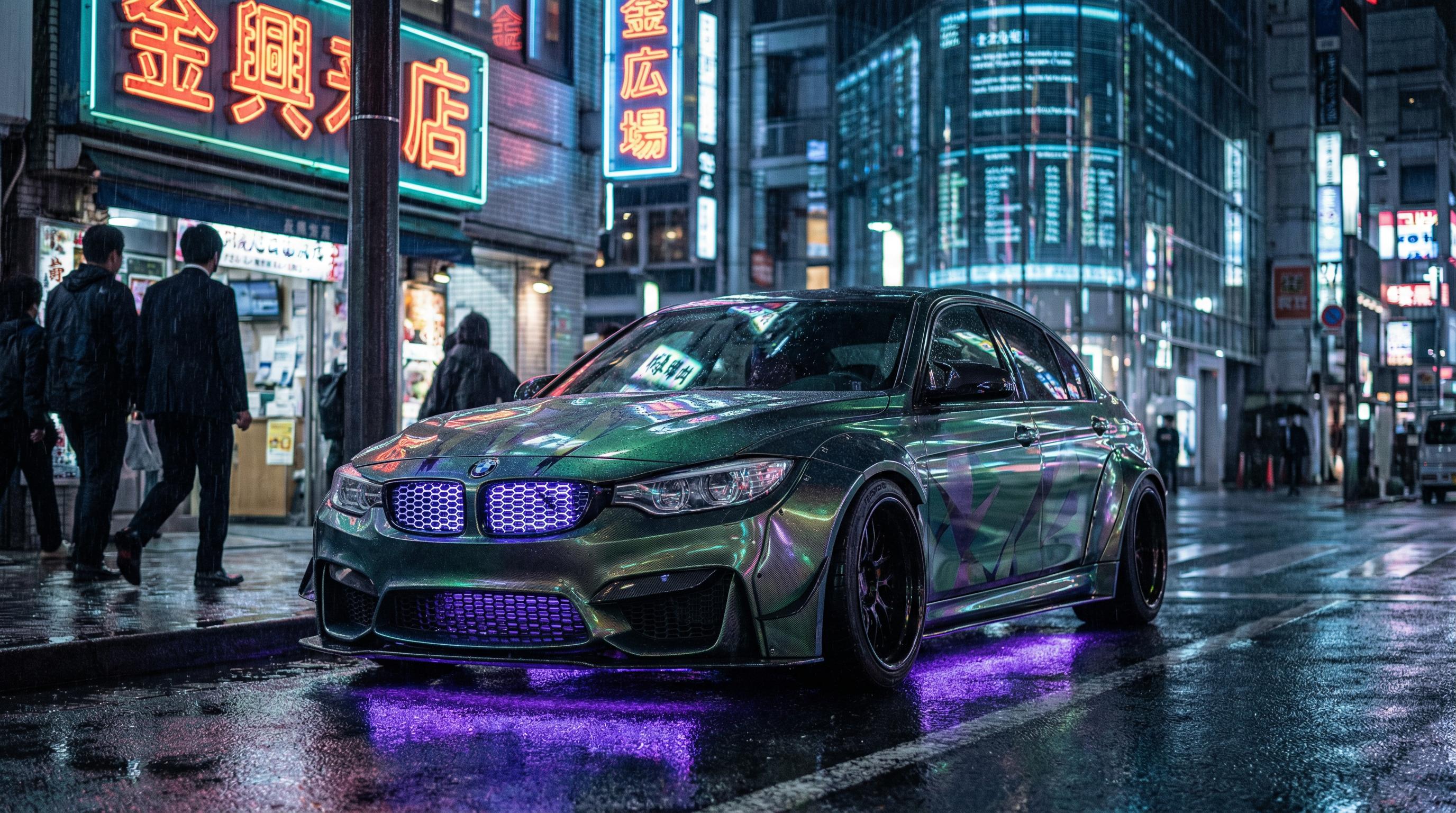 国产视频绿色改装轿车夜景灯光视频